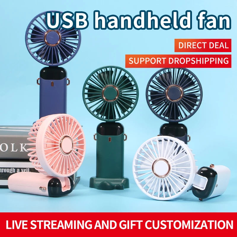 Mini Cooling Fan Aromatherapy Fan Use Plastic Global USB Handheld Digital Display Folding Household Outdoor Rechargeable Battery