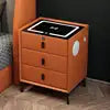Lumio Luxury Smart Bedside Table Three Drawers Wireless Charging Fingerprint Lock Audio Light Modern Design Wood Metal Bedroom
