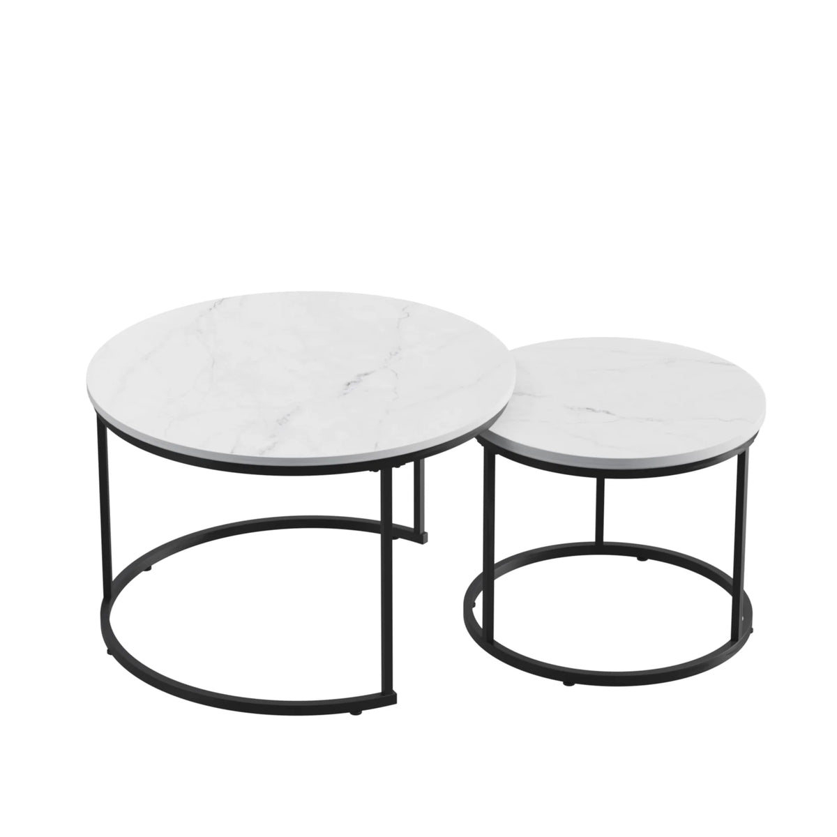Nesting Coffee Table Set of 2, Round Coffee Table with Sturdy Metal Frame, Coffee Tables for Living Room Bedroom