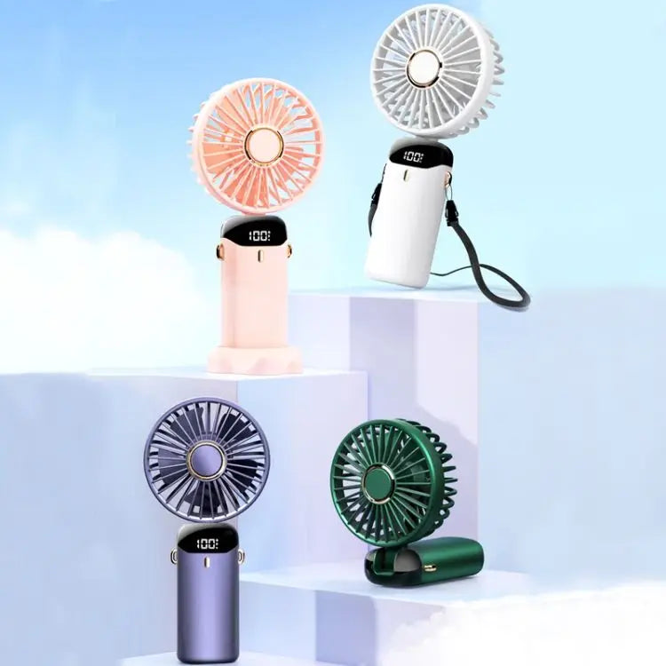 Mini Cooling Fan Aromatherapy Fan Use Plastic Global USB Handheld Digital Display Folding Household Outdoor Rechargeable Battery