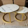 Modern Embedded Round Steel Frame Wood Top Coffee Table for Living Room Home Decoration