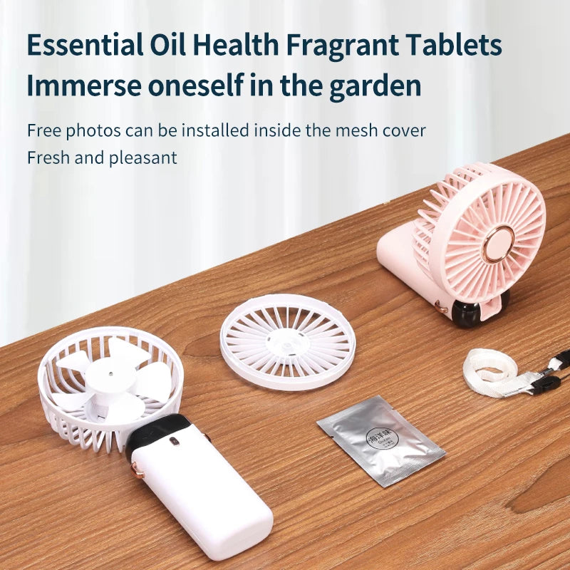 Mini Cooling Fan Aromatherapy Fan Use Plastic Global USB Handheld Digital Display Folding Household Outdoor Rechargeable Battery