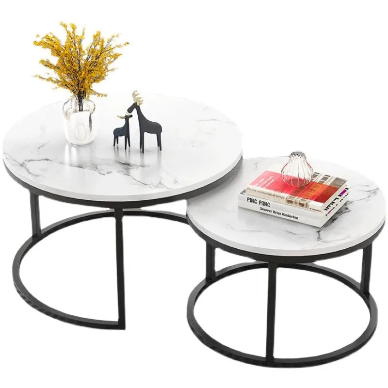 Small Luxury Modern Stone Coffee Table with Durable Eco-Friendly Design for Rental Rooms and Small Apartments