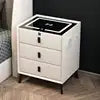 Lumio Luxury Smart Bedside Table Three Drawers Wireless Charging Fingerprint Lock Audio Light Modern Design Wood Metal Bedroom