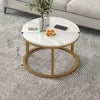 Small Luxury Modern Stone Coffee Table with Durable Eco-Friendly Design for Rental Rooms and Small Apartments