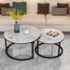 Iron Art Nordic Modern Light Luxury Living Room Marble Round Coffee Table Net Celebrity Style Creative Simple  Bedside Table