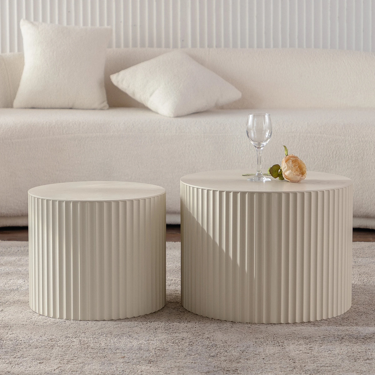 Wholesaler Modern Geometric Design White Coffee Table Set Luxury Center Table for Home Living Room MDF Wood Style Ready Ship