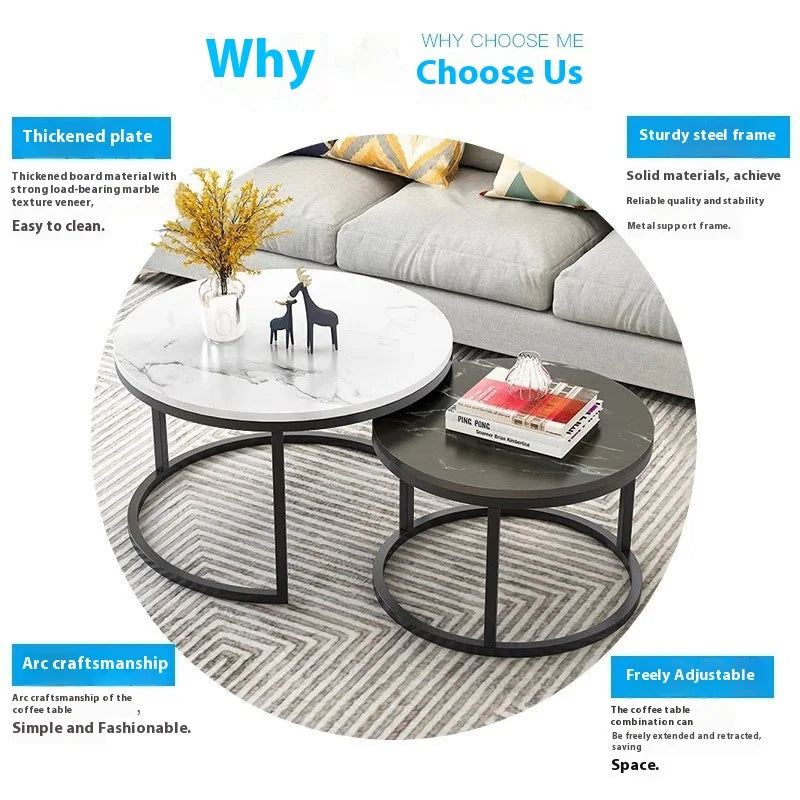Small Luxury Modern Stone Coffee Table with Durable Eco-Friendly Design for Rental Rooms and Small Apartments
