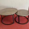 Modern Embedded Round Steel Frame Wood Top Coffee Table for Living Room Home Decoration