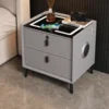 Smart Nightstand with Wireless Charging Bluetooth Speaker LED Light USB Modern Bedroom Furniture