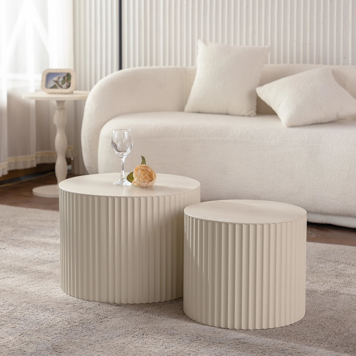 Wholesaler Modern Geometric Design White Coffee Table Set Luxury Center Table for Home Living Room MDF Wood Style Ready Ship