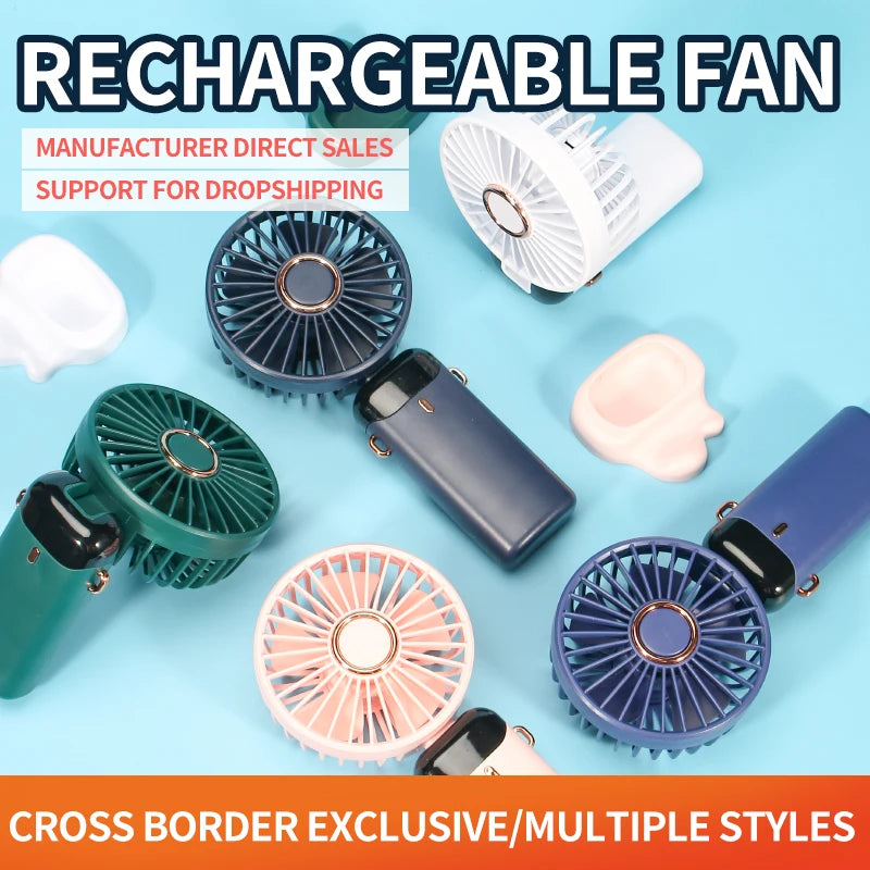 Mini Cooling Fan Aromatherapy Fan Use Plastic Global USB Handheld Digital Display Folding Household Outdoor Rechargeable Battery