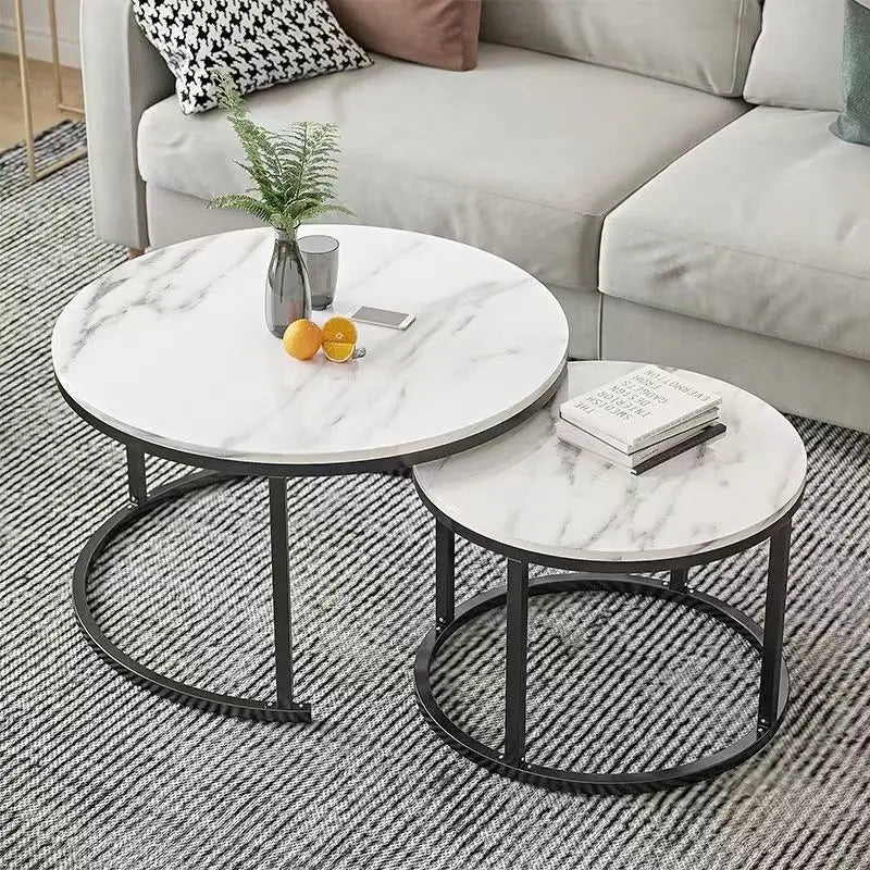 Small Luxury Modern Stone Coffee Table with Durable Eco-Friendly Design for Rental Rooms and Small Apartments