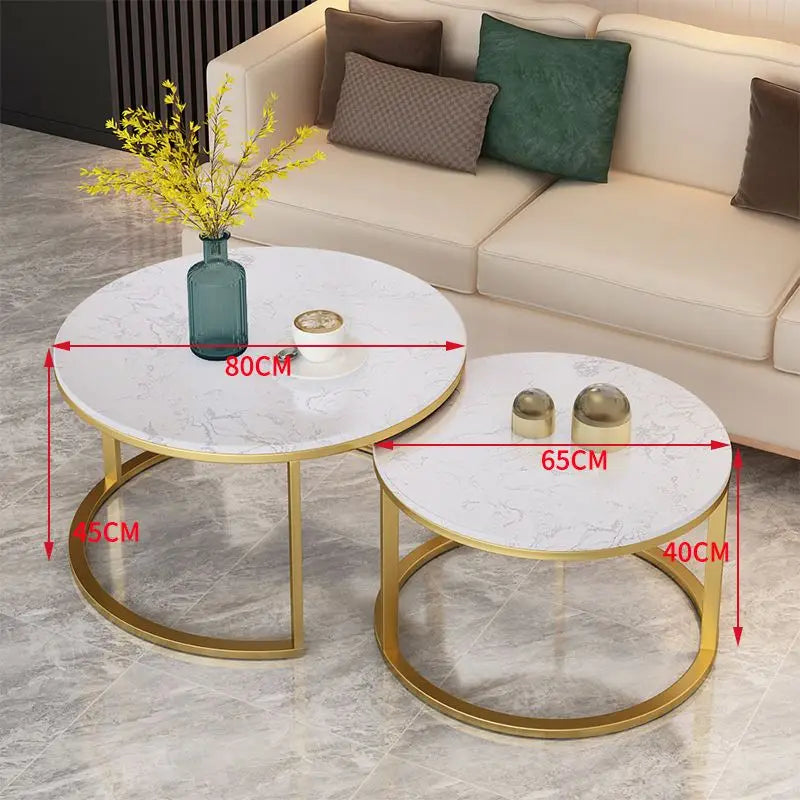 Iron Art Nordic Modern Light Luxury Living Room Marble Round Coffee Table Net Celebrity Style Creative Simple  Bedside Table
