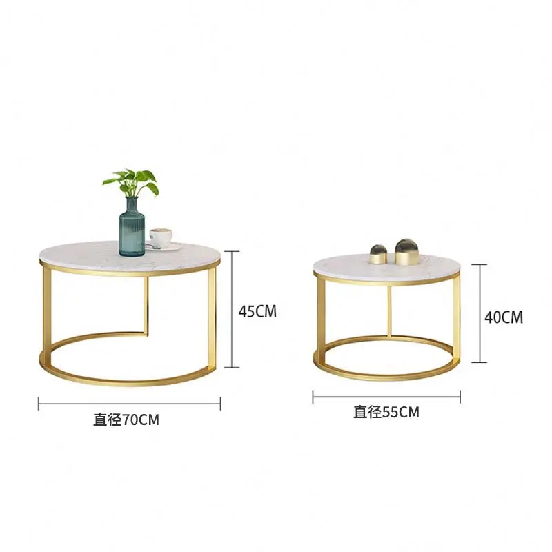 Iron Art Nordic Modern Light Luxury Living Room Marble Round Coffee Table Net Celebrity Style Creative Simple  Bedside Table