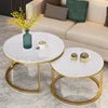 Iron Art Nordic Modern Light Luxury Living Room Marble Round Coffee Table Net Celebrity Style Creative Simple  Bedside Table