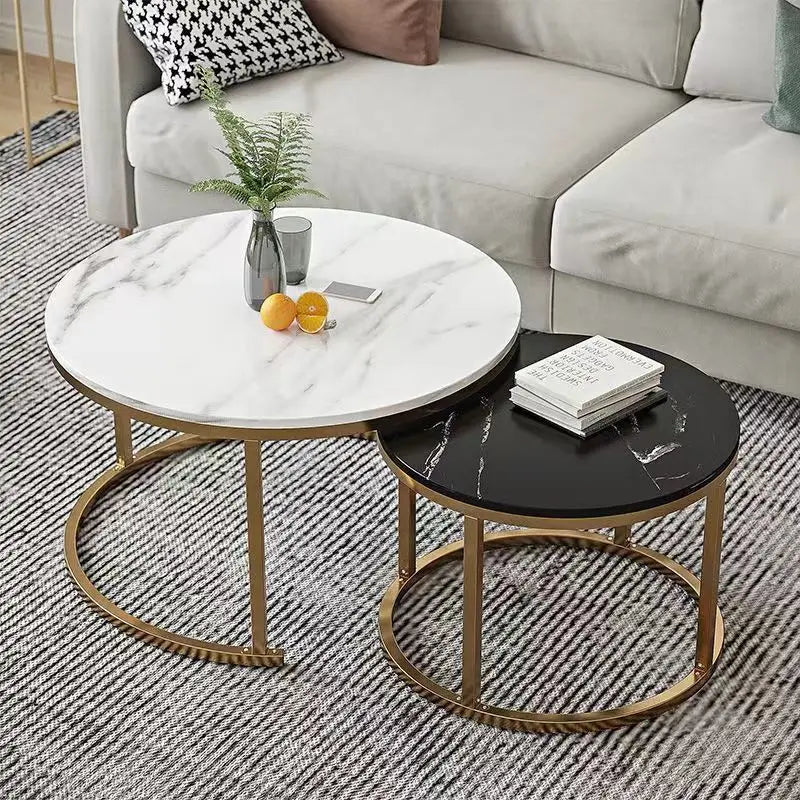 Small Luxury Modern Stone Coffee Table with Durable Eco-Friendly Design for Rental Rooms and Small Apartments