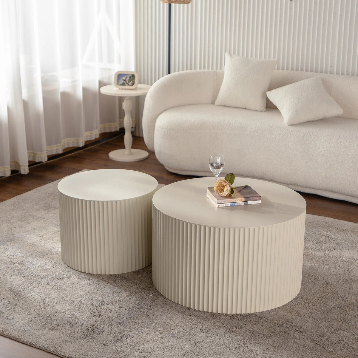 Wholesaler Modern Geometric Design White Coffee Table Set Luxury Center Table for Home Living Room MDF Wood Style Ready Ship