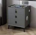 Nightstand Smart Bedside Table Modern Multi-function Storage Cabinet with LED Wireless Charging Color Lamp Fingerprint Lock USB