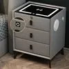 Lumio Luxury Smart Bedside Table Three Drawers Wireless Charging Fingerprint Lock Audio Light Modern Design Wood Metal Bedroom