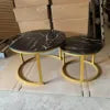 Modern Embedded Round Steel Frame Wood Top Coffee Table for Living Room Home Decoration