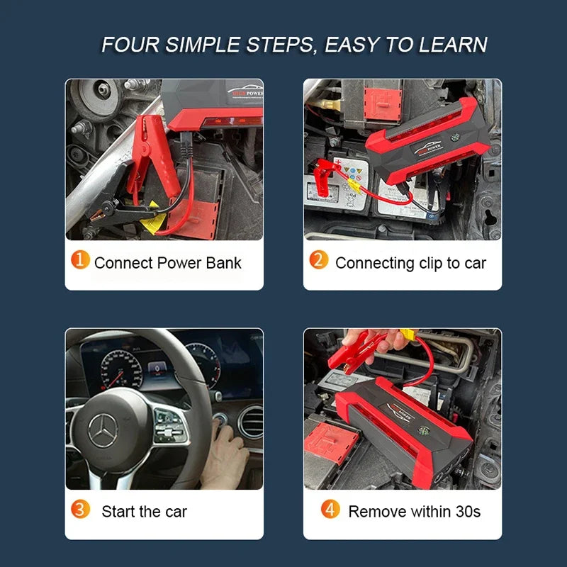 Portable Car Jump Starter 2000A – Power Bank & LED Emergency Booster