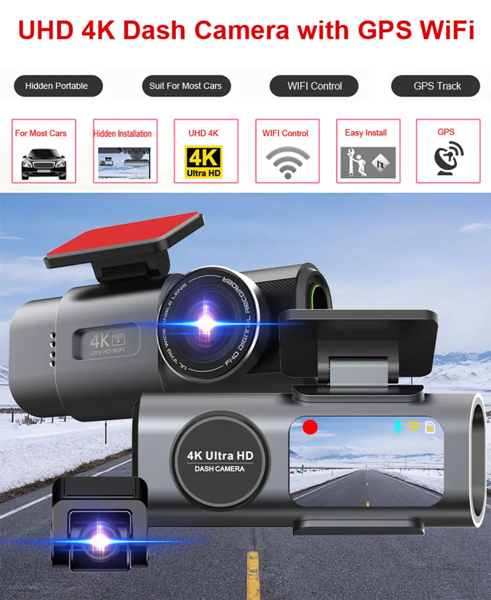 4K Wi-Fi GPS Dash Cam with Night Vision