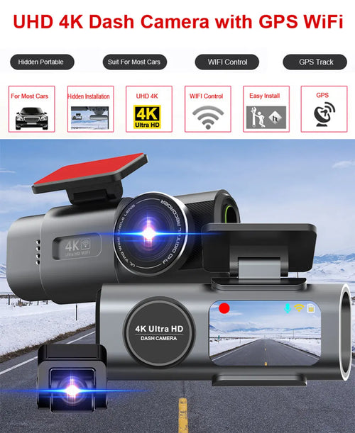 4K Wi-Fi GPS Dash Cam with Night Vision
