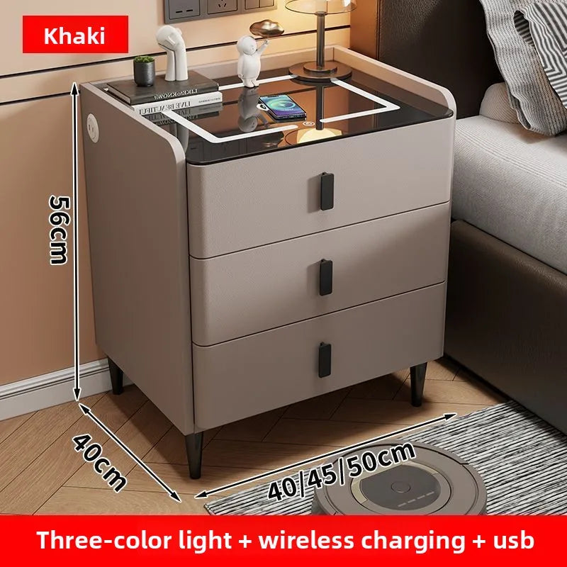 Smart Bedside Table Nightstand with WirelessCharging and Bluetooth Speaker Modern Bedroom Furniture Solid Wood Night Stand with