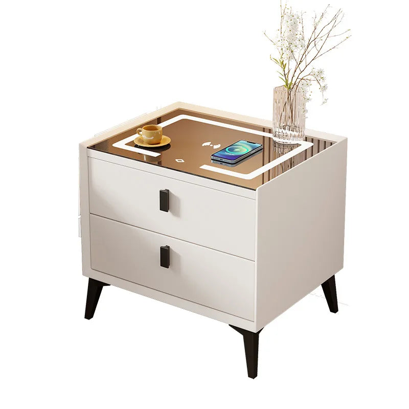 Solid Wood Smart Bedside Bedroom Table High Sense Modern Simple협탁 Small Narrow Multi-Functional Simple Bedroom Bedside Cabinet