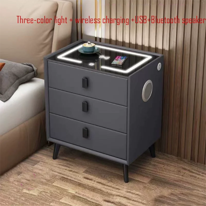 Solid Wood Smart Bedside Bedroom Table High Sense Modern Simple협탁 Small Narrow Multi-Functional Simple Bedroom Bedside Cabinet