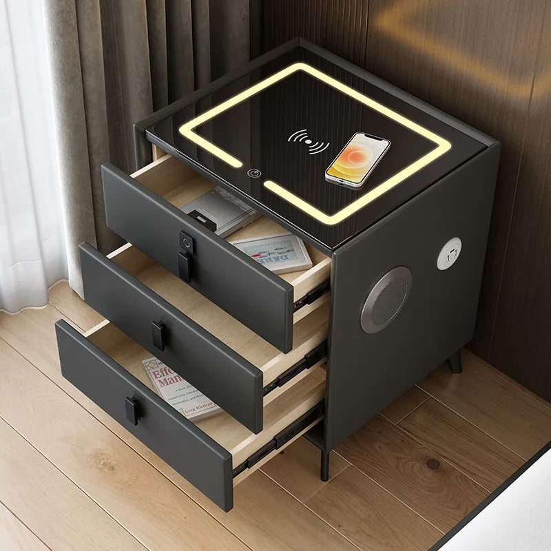 Solid Wood Smart Bedside Bedroom Table High Sense Modern Simple협탁 Small Narrow Multi-Functional Simple Bedroom Bedside Cabinet