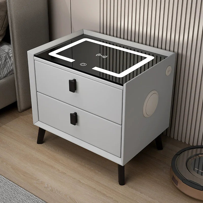 Solid Wood Smart Bedside Bedroom Table High Sense Modern Simple협탁 Small Narrow Multi-Functional Simple Bedroom Bedside Cabinet