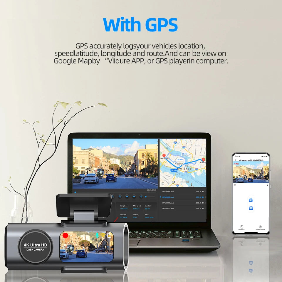 4K Wi-Fi GPS Dash Cam with Night Vision