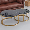 Light luxury small apartment coffee table combination coffee table living room household simple size round marble table