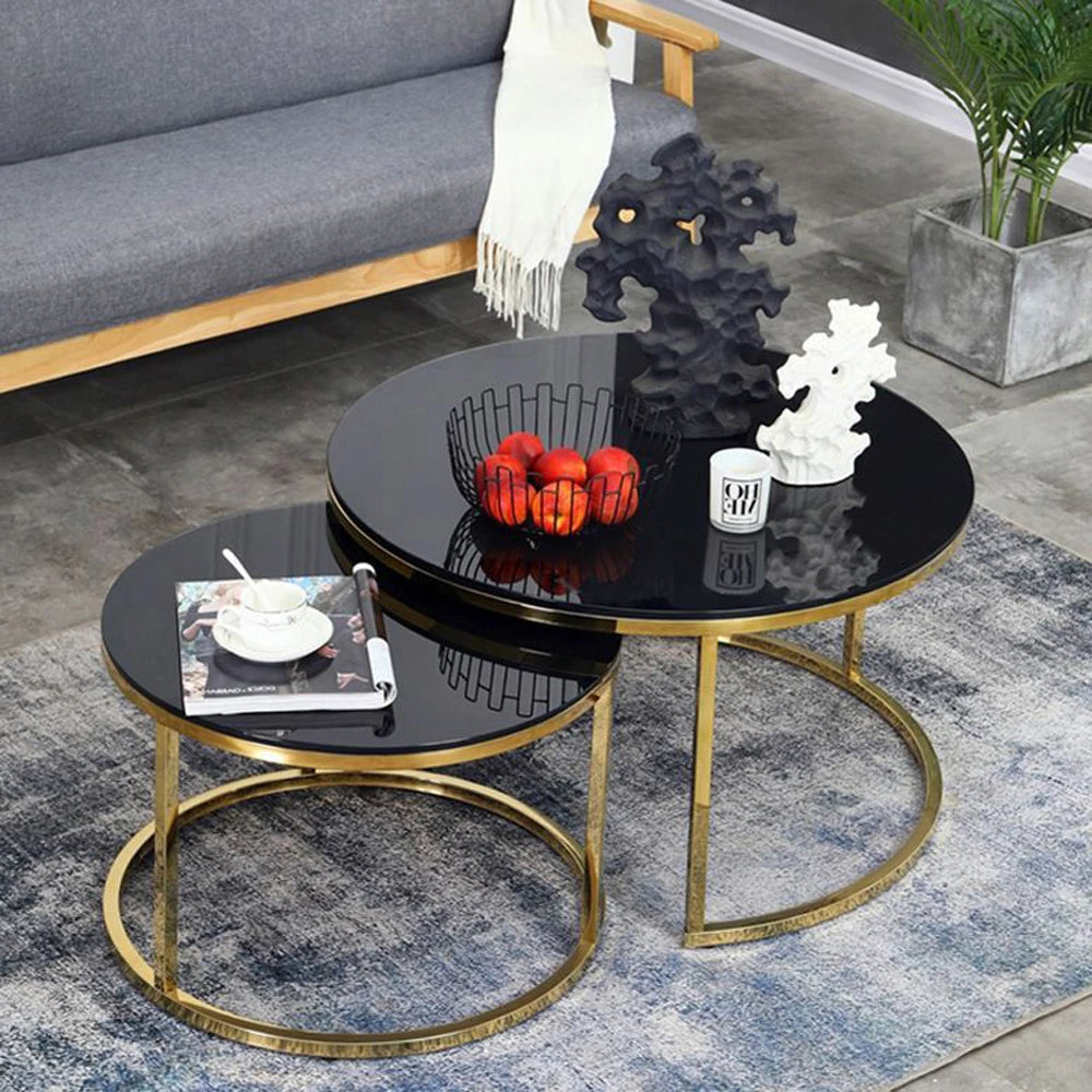 Modern Stainless Steel Coffee Table marble top round living room home furniture luxury side center coffee tea table