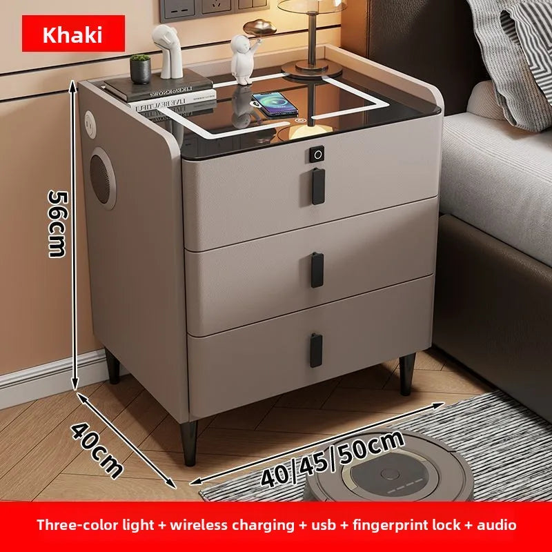 Smart Bedside Table Nightstand with WirelessCharging and Bluetooth Speaker Modern Bedroom Furniture Solid Wood Night Stand with