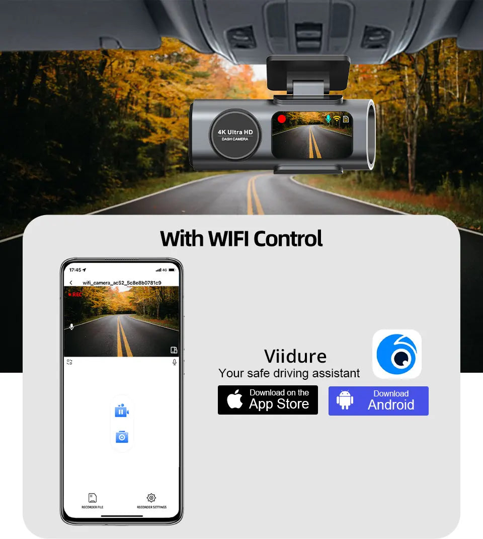 4K Wi-Fi GPS Dash Cam with Night Vision