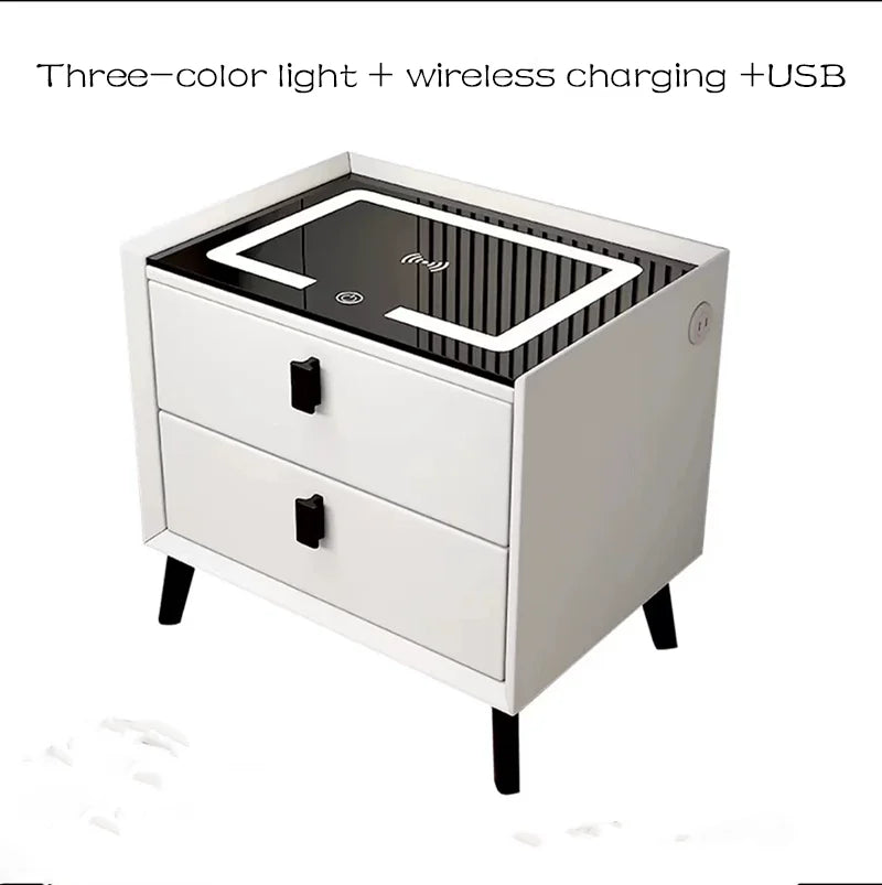 Solid Wood Smart Bedside Bedroom Table High Sense Modern Simple협탁 Small Narrow Multi-Functional Simple Bedroom Bedside Cabinet