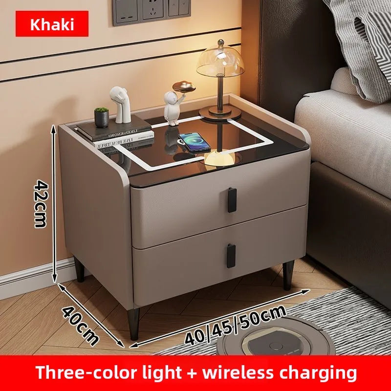 Smart Bedside Table Nightstand with WirelessCharging and Bluetooth Speaker Modern Bedroom Furniture Solid Wood Night Stand with