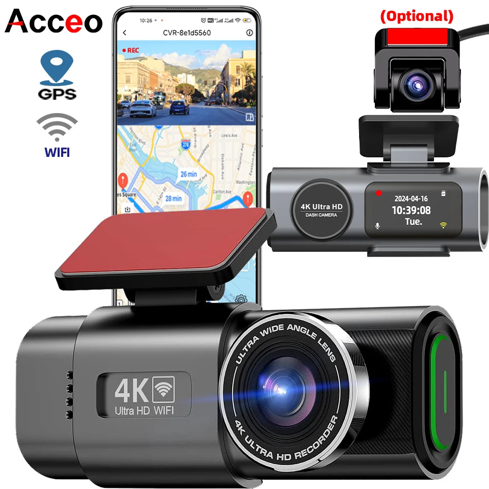 4K Wi-Fi GPS Dash Cam with Night Vision
